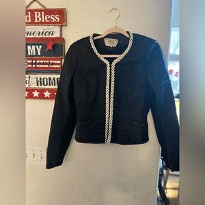 Vintage Anthropologie Leather Detailed Blazer